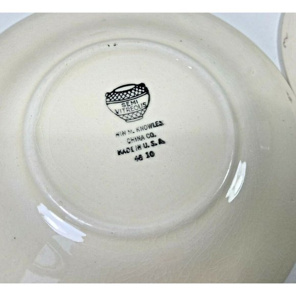 2 Vtg Knowles Yellow Buttercup China Small Tea Cup Saucer Plates Gold Trim USA - Picture 6 of 6